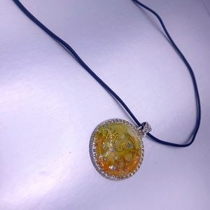 9 Inch Virgo Handmade Necklace (1.5 in pendant) on black rope necklace